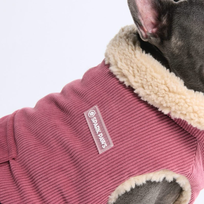 Cordjacke mit Sherpa-Fleece - Rosa