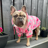 Samtiger Hunde Hoodie - Garten Rosa