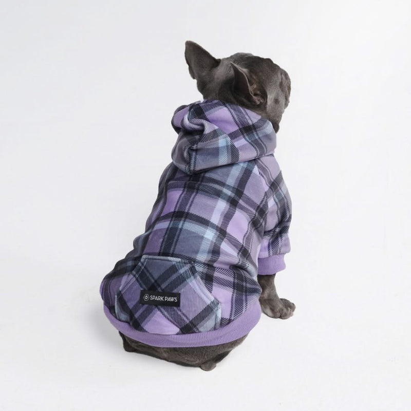 Lila-karierter Hunde Hoodie