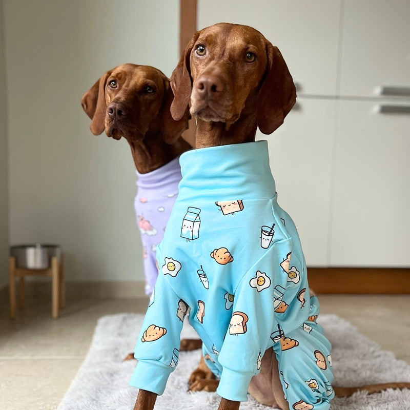 Hunde Pyjama - Frühstück Blau